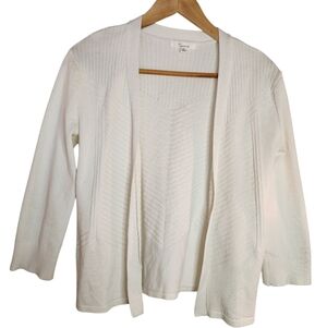 89th & Madison Ivory Ribbed Open-Front Shrug Cardigan Size S - Perfect Layering